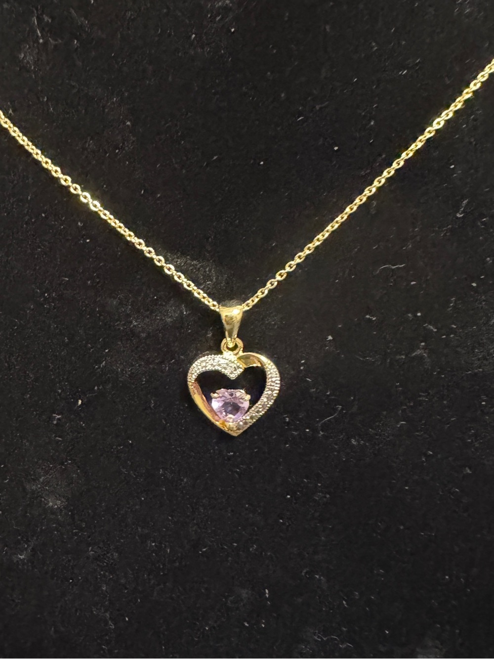 Sterling Silver Gold Tone Heart Pendant Necklace with Amethyst-Robert Seemann
